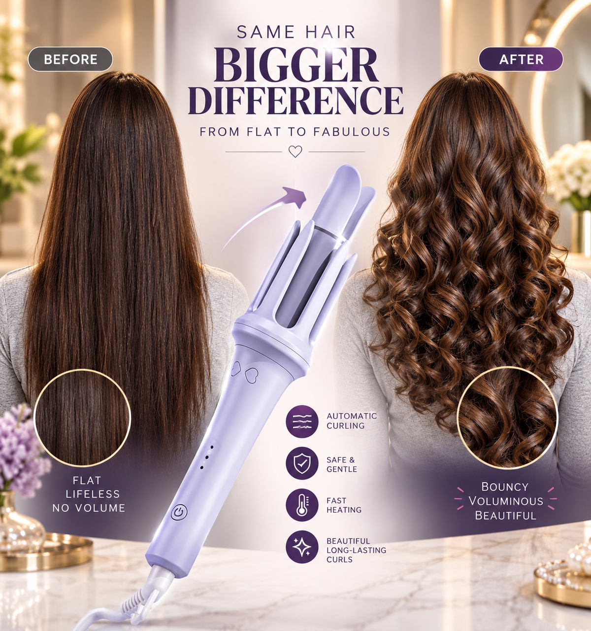 Automatic Hair Curler One Click Salon Style Curls in Minutes