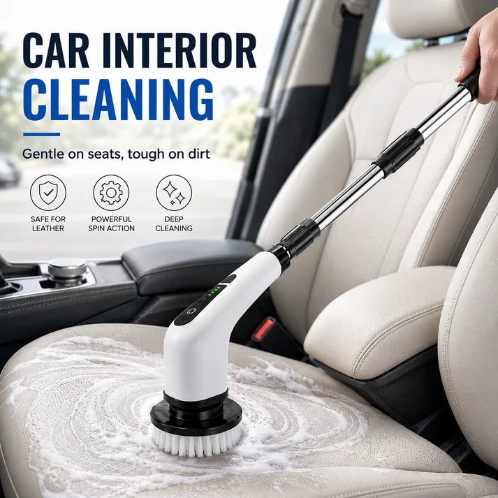 Electric Spin Scrubber Brush with Multiple Heads – Cordless Extendable Power Cleaner for Bathroom, Shower, Tile, Grout, Kitchen & Floors