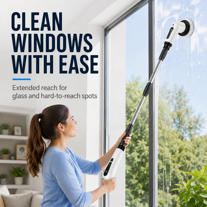 Electric Spin Scrubber Brush with Multiple Heads – Cordless Extendable Power Cleaner for Bathroom, Shower, Tile, Grout, Kitchen & Floors