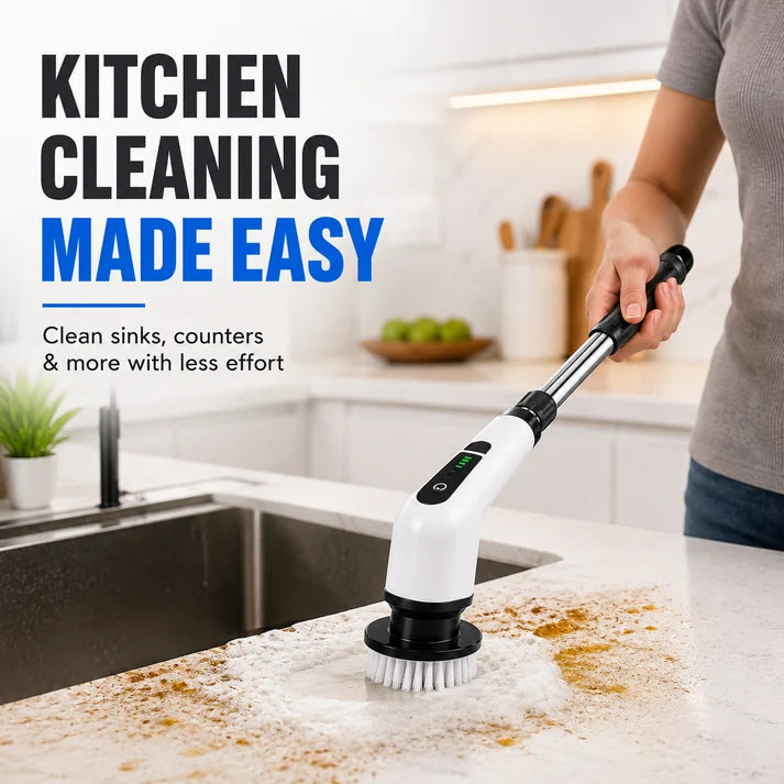 Electric Spin Scrubber Brush with Multiple Heads – Cordless Extendable Power Cleaner for Bathroom, Shower, Tile, Grout, Kitchen & Floors